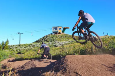 Ski Idaho This Summer: 60 percent of Idaho ski areas offer summer mountain biking adventures : Riders from Southwest Idaho Mountain Bike Association and Wood River Trails Coalition and other volunteers helped build -- and break in -- Soldier Mountain's new mountain bike park. 